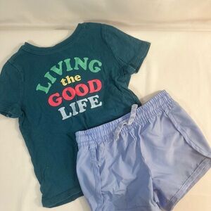 Kids Teal Graphic Tee and Shorts Set
